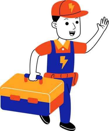 Male Electrician carrying tool box  Illustration