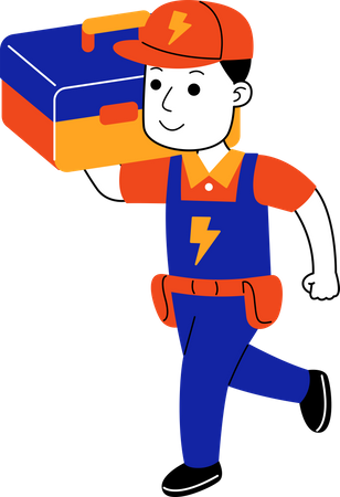 Male Electrician carrying tool box  Illustration