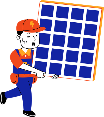Male Electrician installing solar panel  Illustration