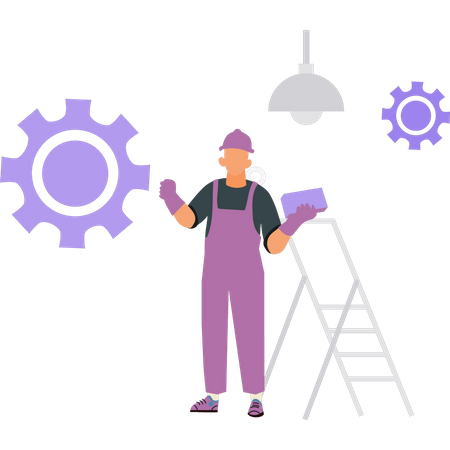 Male electrician working  Illustration