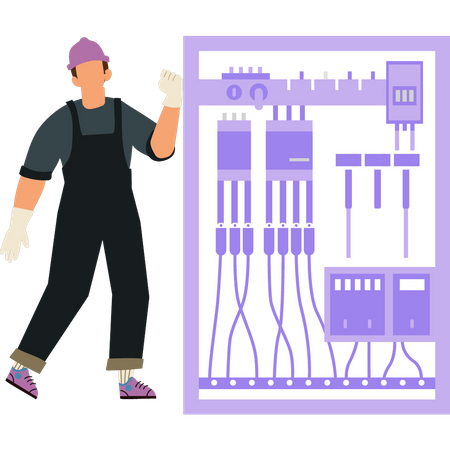 Male electrician working  Illustration