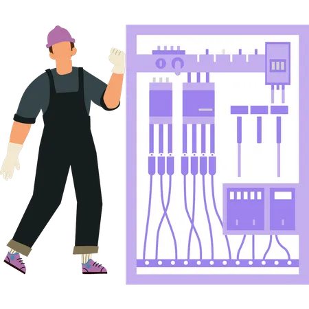 Male electrician working  Illustration