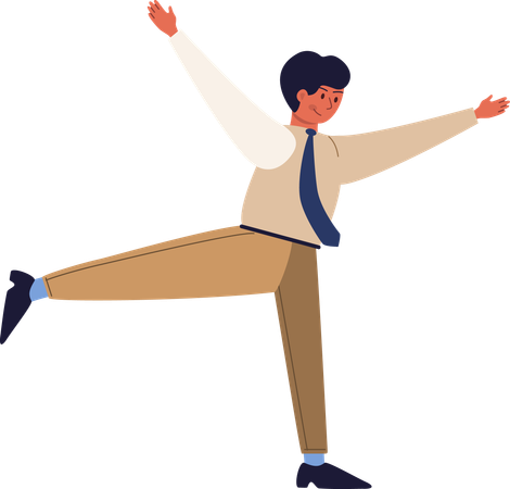 Male employe doing body stretching exercise  イラスト