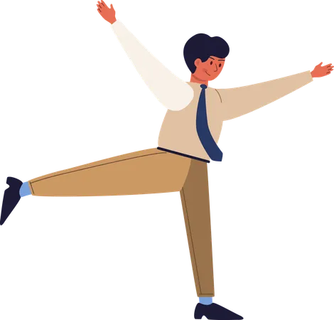 Male employe doing body stretching exercise  イラスト