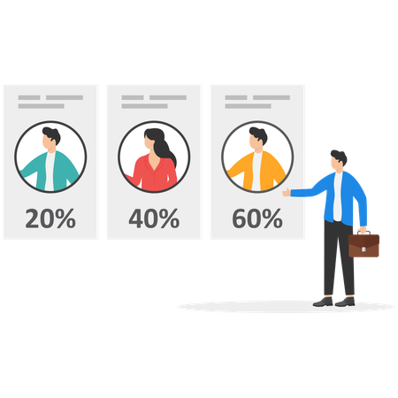 Male employee adds data on election results to website  Illustration