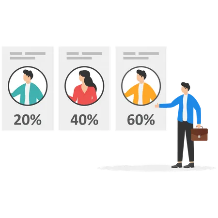 Male employee adds data on election results to website  Illustration