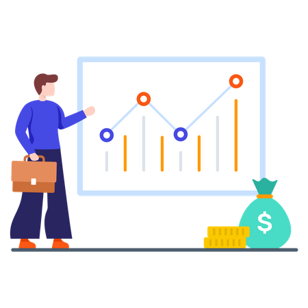 Male Employee analyzing profit and loss  Illustration