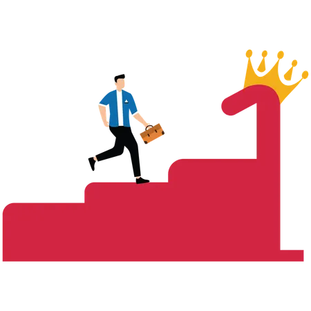 Male employee chasing the best  Illustration