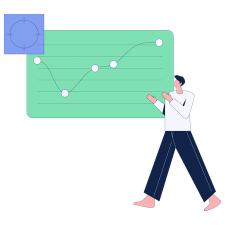 Male employee doing data analysis  Illustration