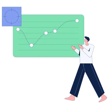 Male employee doing data analysis  Illustration