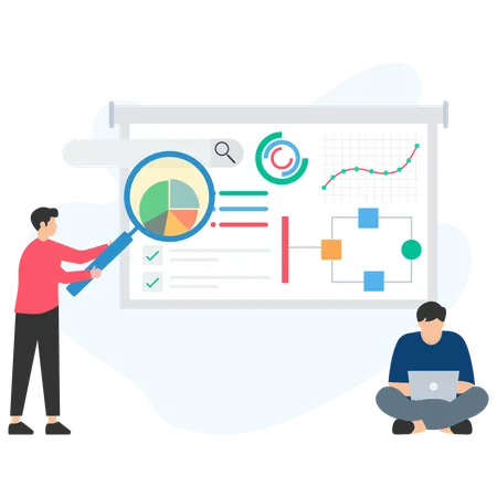 Male employee doing Market Analysis  Illustration