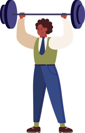 Male employee doing weight lifting exercise  Illustration