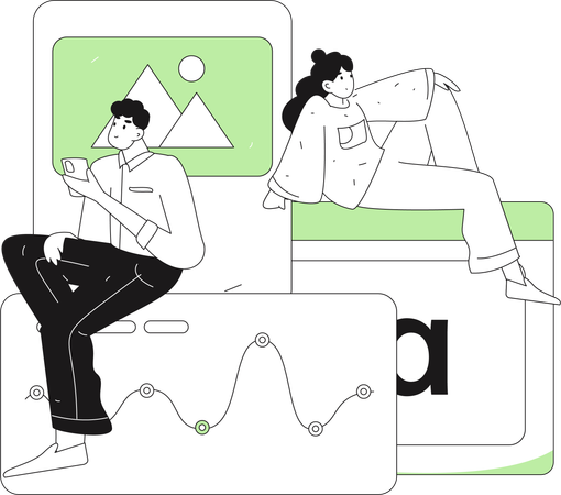 Male employee drinking coffee while working on business talk  Illustration