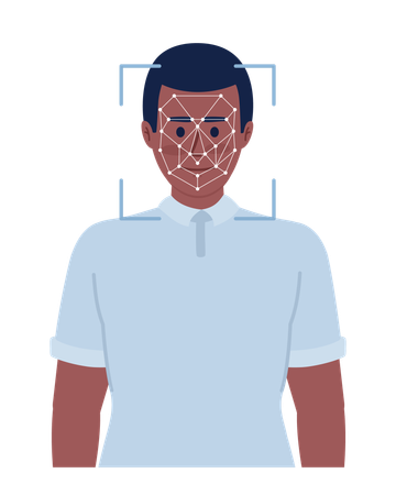 Male employee face identification  Illustration