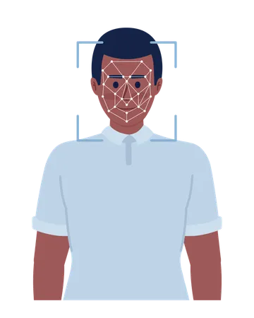 Male employee face identification  Illustration