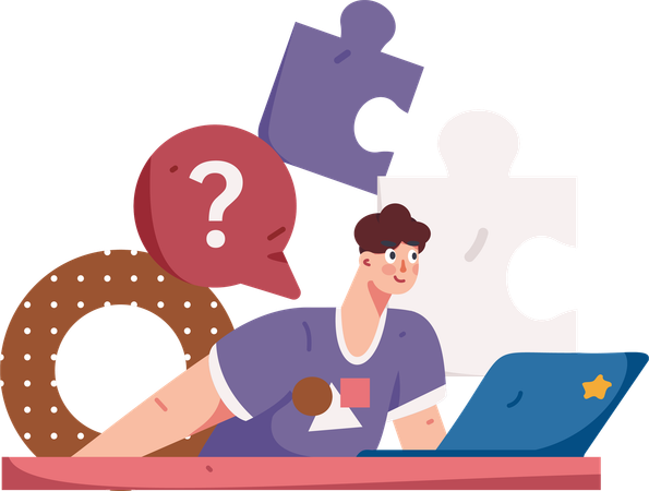 Male employee finding business solution  Illustration