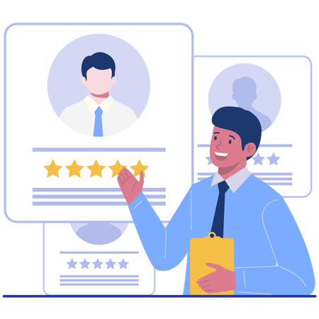 Male employee getting feedback recruitment  Illustration