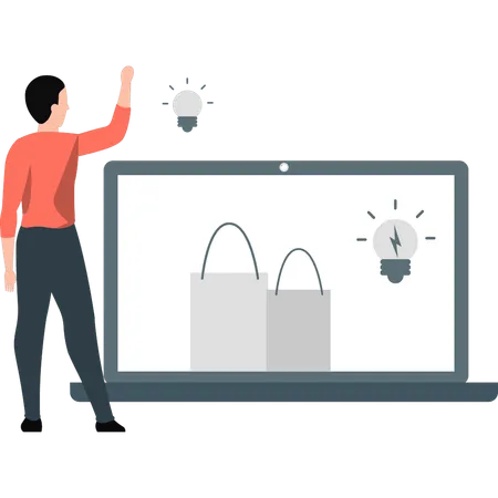 Male employee  getting new idea for online shopping  Illustration