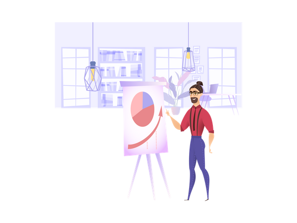 Male employee giving presentation  Illustration