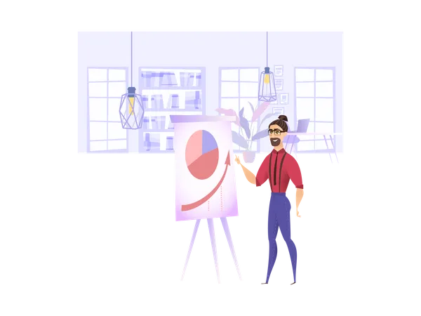 Male employee giving presentation  Illustration