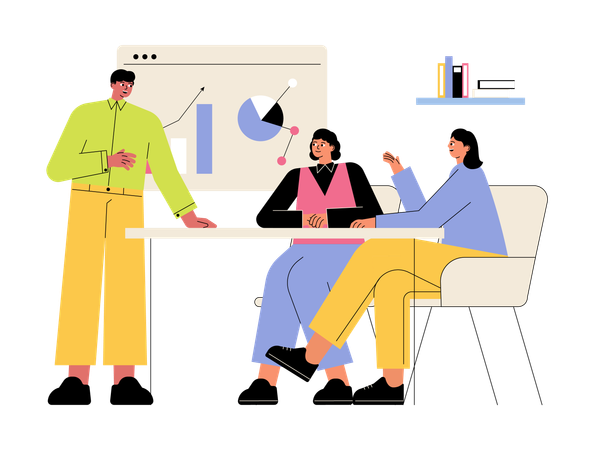 Male employee giving presentation  Illustration