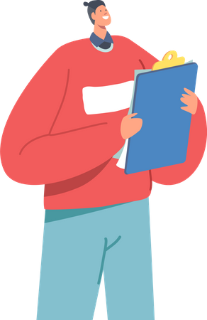 Male employee holding notepad  Illustration