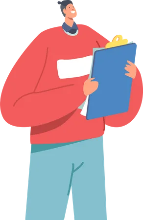 Male employee holding notepad  Illustration