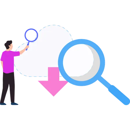 Male employee is looking for cloud data  Illustration