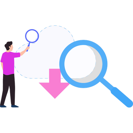 Male employee is looking for cloud data  Illustration