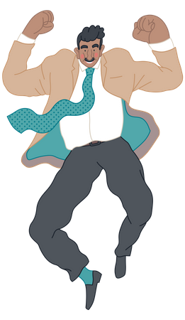 Male employee jumping in air Illustration
