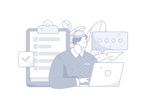 Male employee looking business task  Illustration