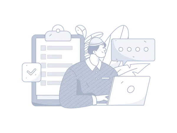 Male employee looking business task  Illustration