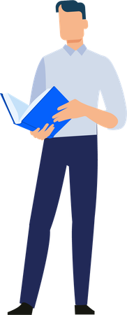 Male employee opening business book  Illustration