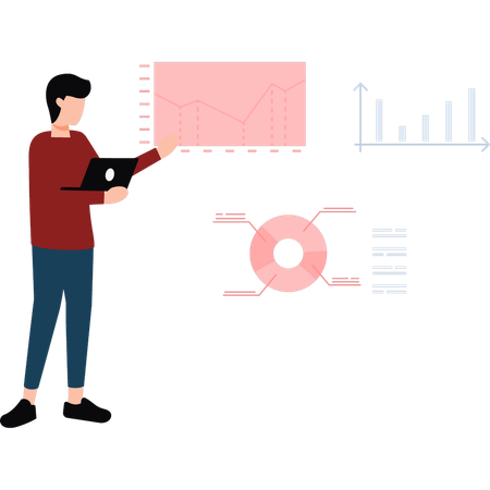 Male employee Pointing At Business Graph  Illustration