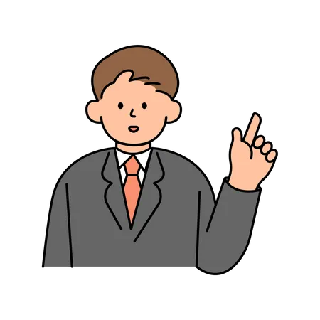 Male Employee Pointing up  Illustration