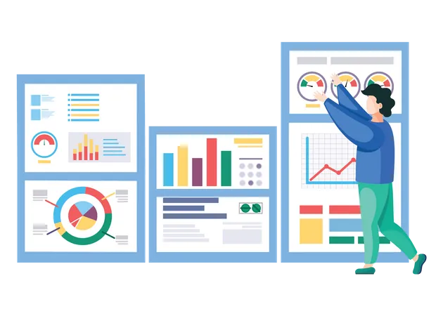 Male employee presenting data analysis  Illustration