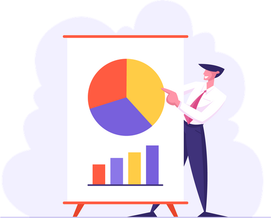 Male employee presenting data analytics  Illustration