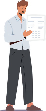 Male employee Presenting Information on Clipboard Illustration