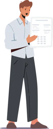 Male employee Presenting Information on Clipboard  Illustration