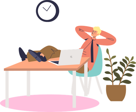 Male employee relaxing at office  Illustration