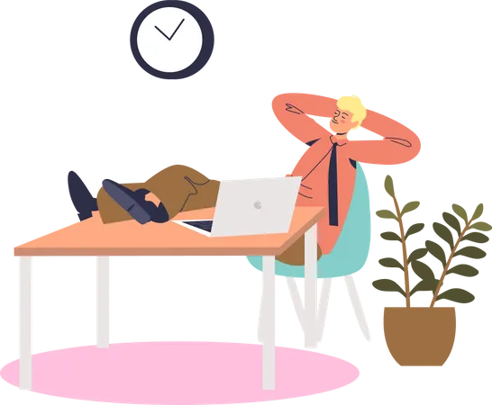 Male employee relaxing at office  Illustration