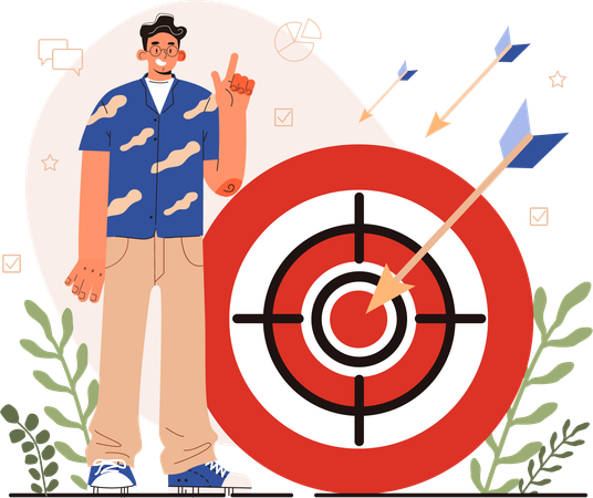 Male employee showing business target  Illustration
