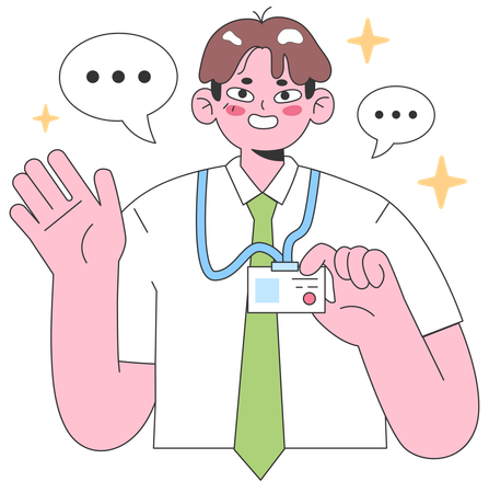 Male employee showing his employee card  Illustration