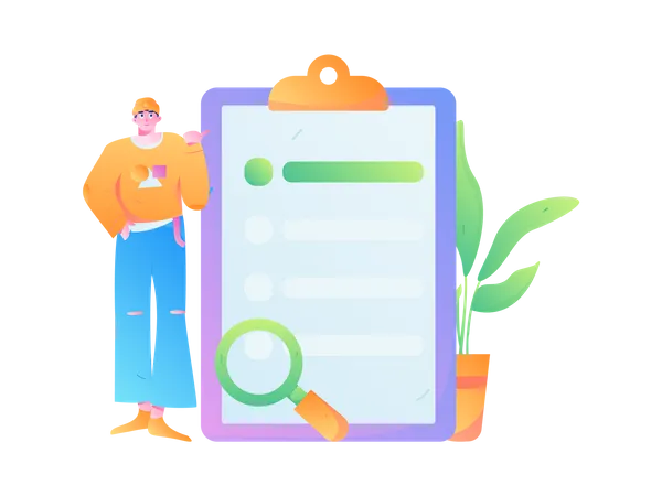 Male employee showing to do list  Illustration