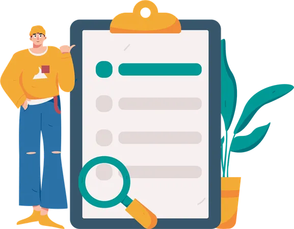Male employee showing to do list  Illustration