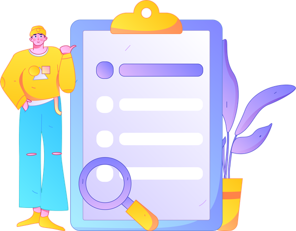 Male employee showing to do list  Illustration