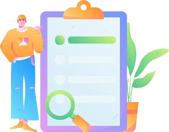 Male employee showing to do list  Illustration