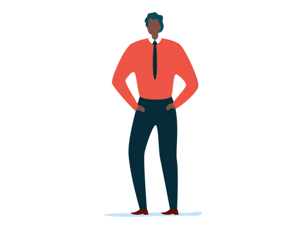 Male employee standing with both hand in pocket  Illustration
