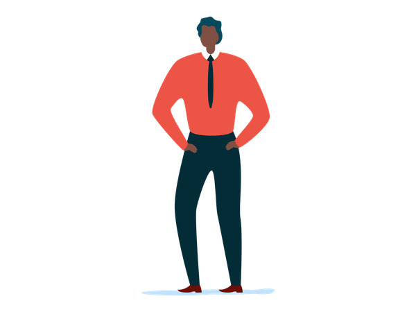 Male employee standing with both hand in pocket  Illustration