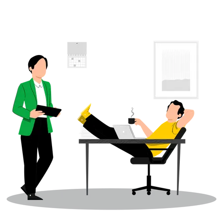 Male employee talking coffee at office  Illustration